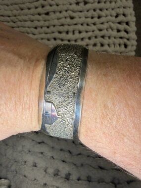 Sterling Silver Textured Cuff  - Stamped Yazzie and Sterling